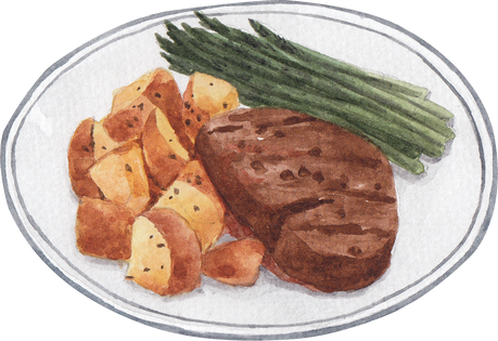 Steak Meal Watercolor Illustration